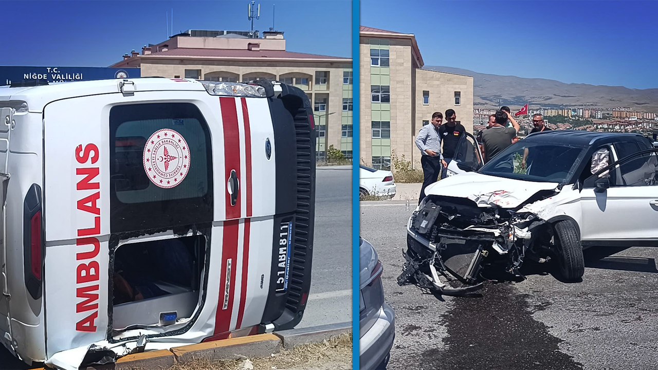 Niğde'de ambulans ile otomobil çarpıştı: 5 yaralı