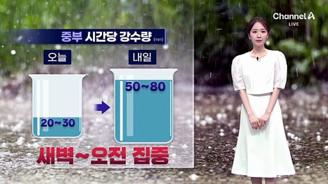 [날씨]중부 빗줄기 더 강해져, 시간당 50~80mm…내일 ‘새벽~오전’ 고비