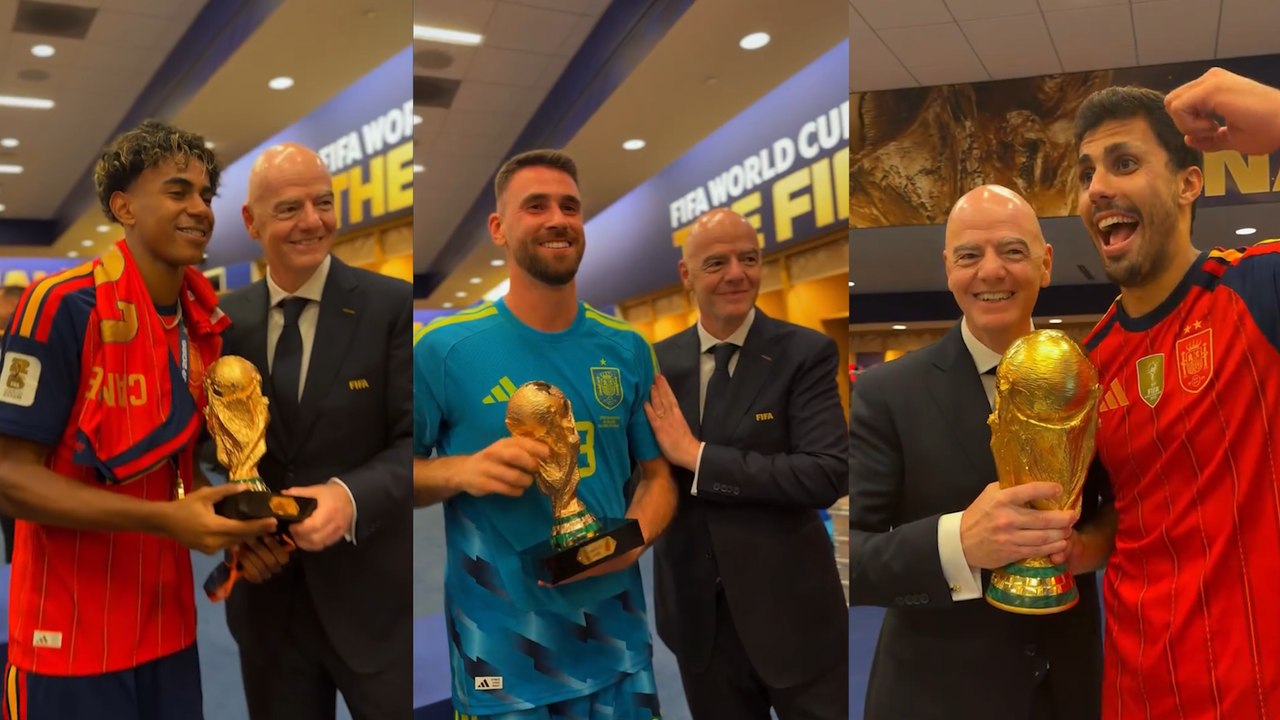 Así entregó Infantino a España los anillos de campeones del mundo