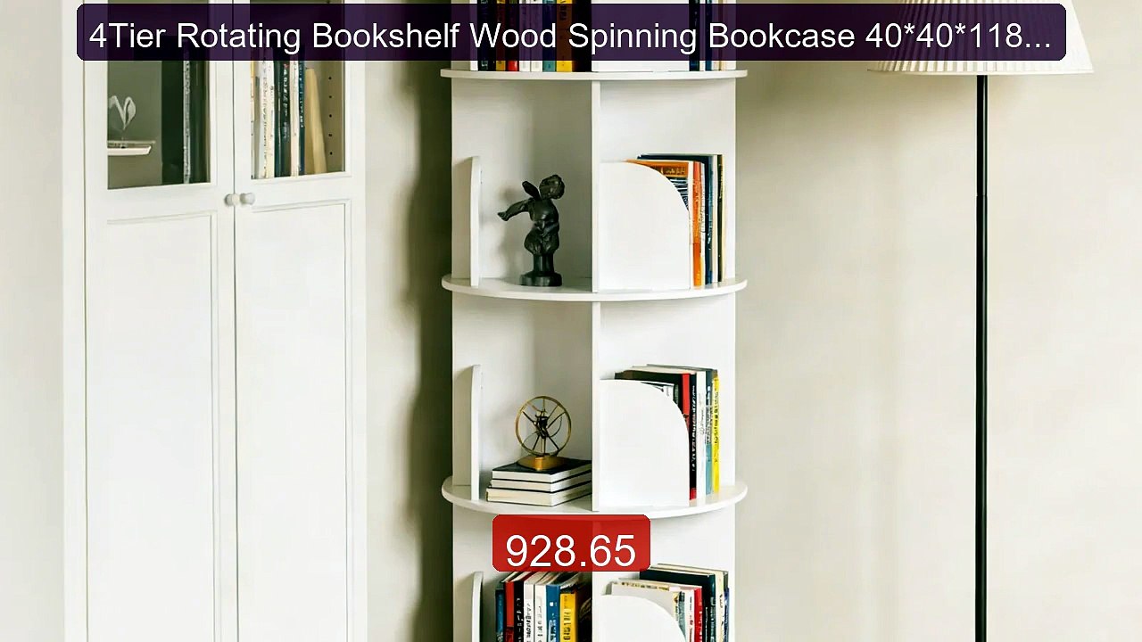 4Tier Rotating Bookshelf Wood Spinning Bookcase 40*40*118cm Floor ... -- Best Deal 2026 | Shop Now!
