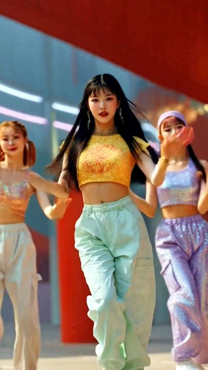 Day 54: Mint Cargo Trio 💛 K-Pop Walk 0.0s to 4.3s Pose | Yellow Top Center  #respect #skills #smooth