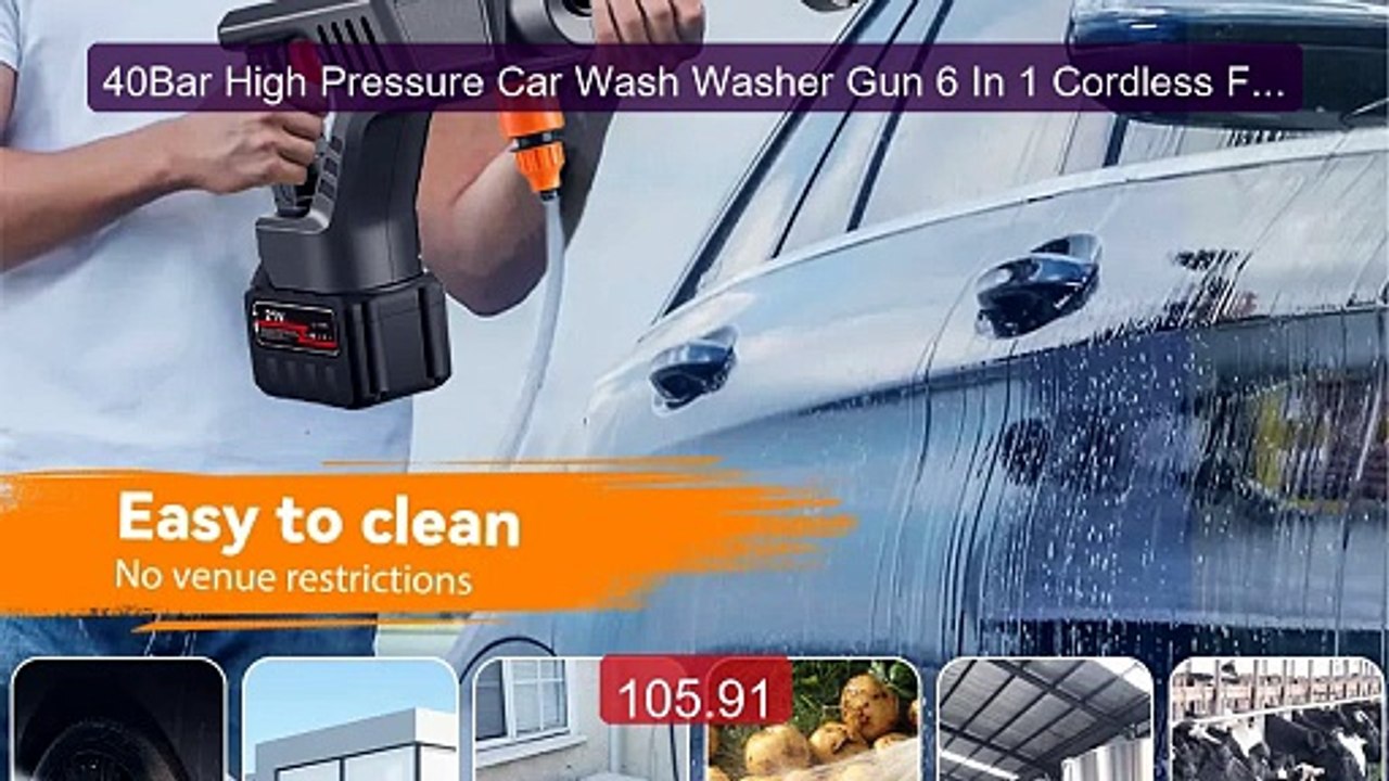 40Bar High Pressure Car Wash Washer Gun 6 In 1 Cordless Foam G... -- Hot Deal 2026 | Limited Offer!
