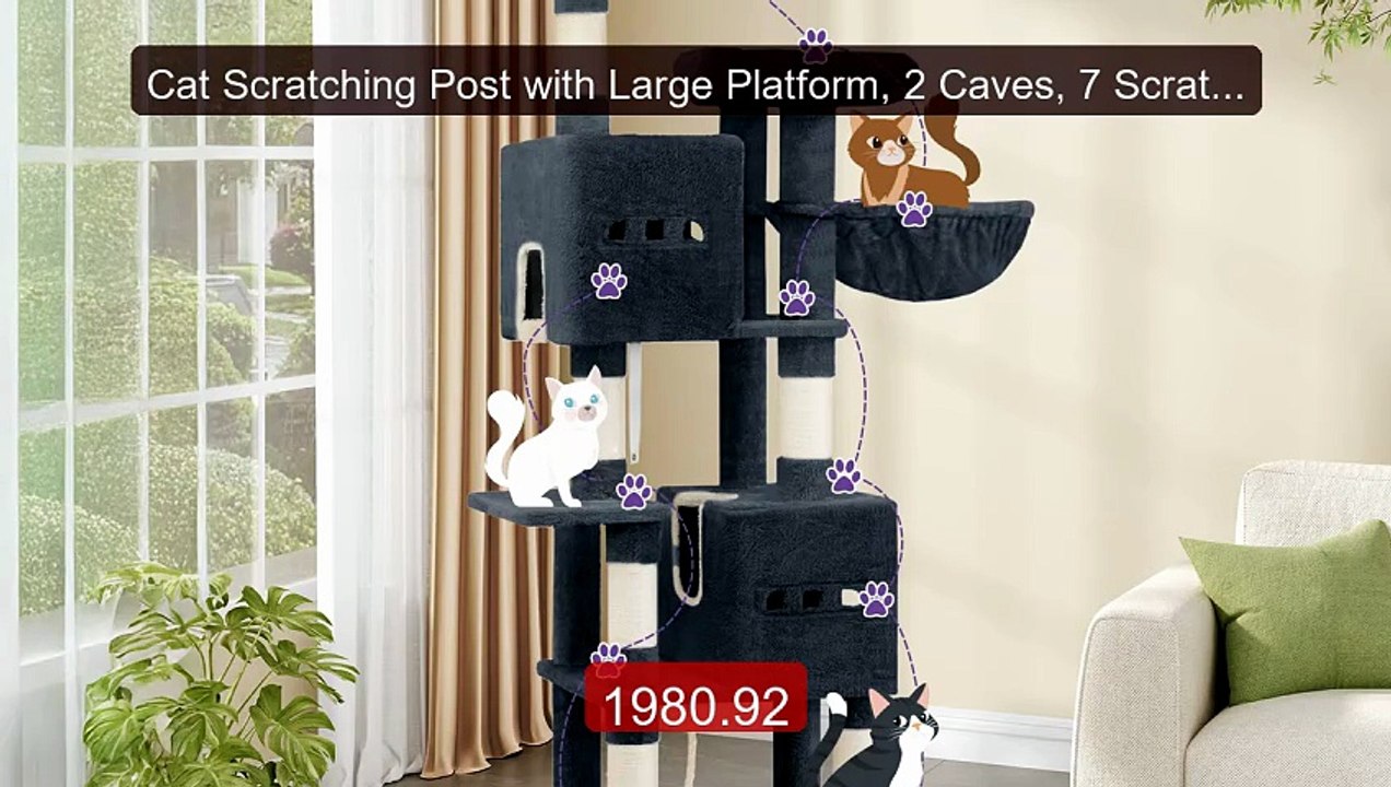 Cat Scratching Post with Large Platform, 2 Caves, 7 Scratching Pos... -- Best Deal 2026 | Shop Now!