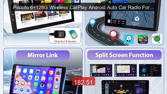 Podofo 6+128G Wireless CarPlay Android Auto Car Radio For M... Top Pick 2026 | Unbeatable Price!