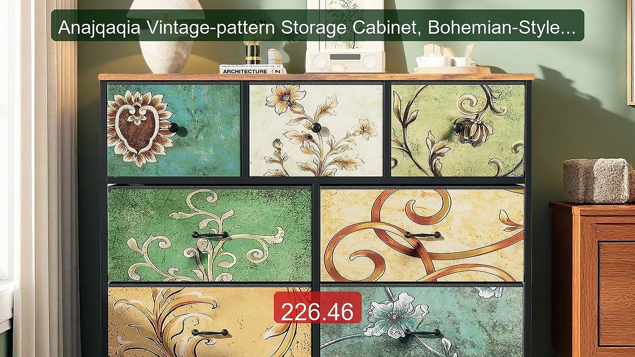 Anajqaqia Vintage-pattern Storage Cabinet, Bohemian-Style Dressing... -- Best Deal 2026 | Shop Now!