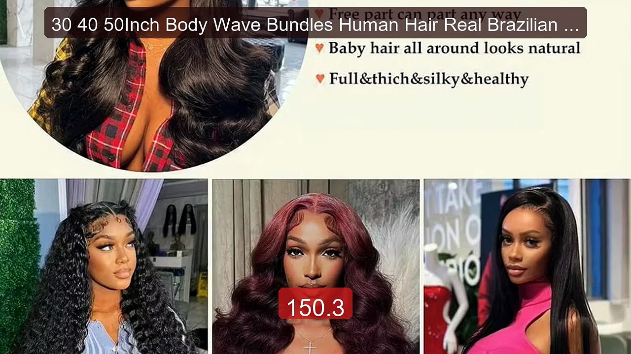 30 40 50Inch Body Wave Bundles Human Hair Real Brazilian Remy ... -- Hot Deal 2026 | Limited Offer!