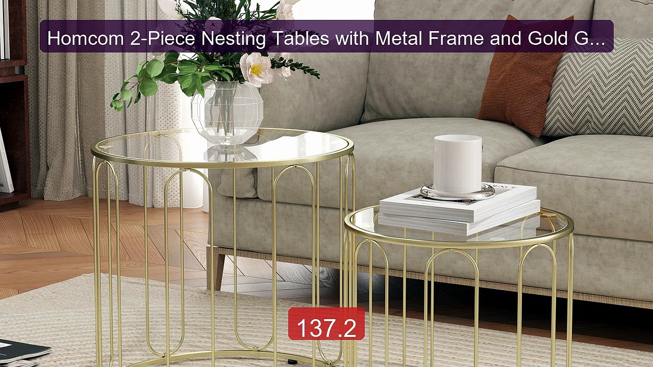 Homcom 2-Piece Nesting Tables with Metal Frame and Gold Gla... -- Top Pick 2026 | Unbeatable Price!