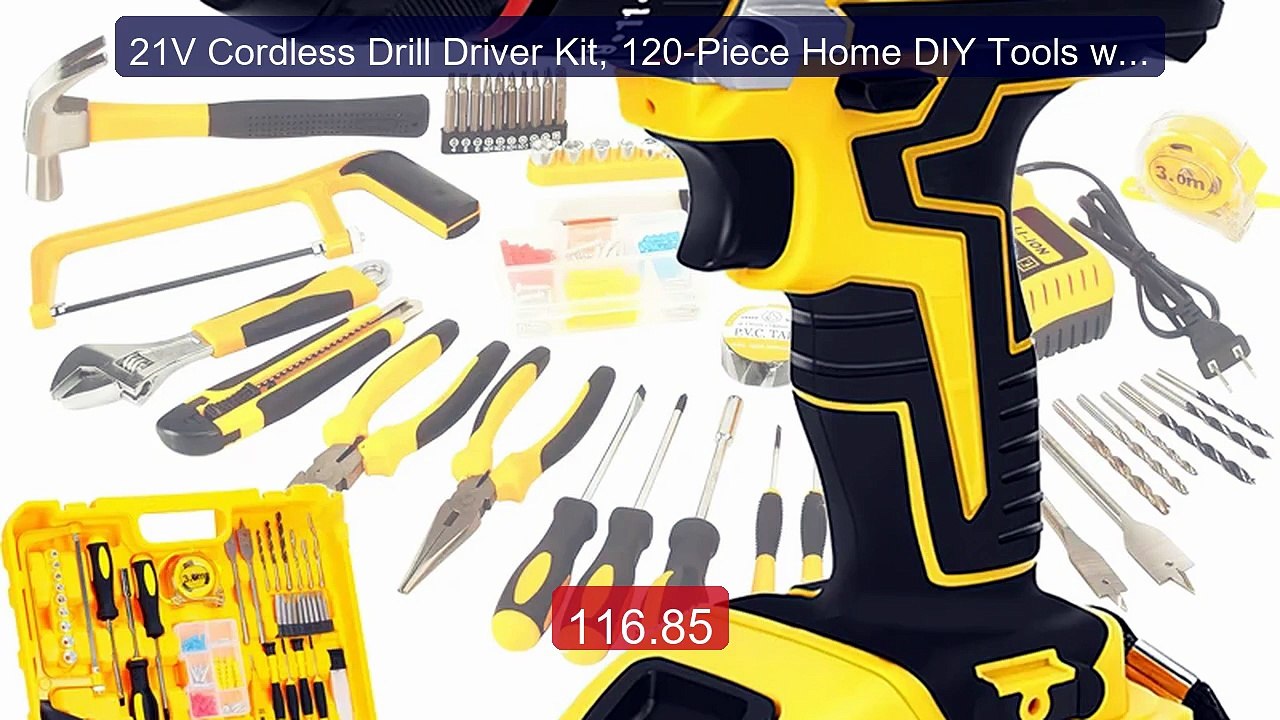 21V Cordless Drill Driver Kit, 120-Piece Home DIY Tools with ... -- Amazing Value 2026 | Must Have!