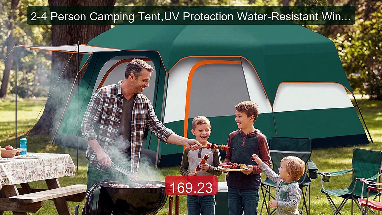 2-4 Person Camping Tent,UV Protection Water-Resistant Windproof,Fib... -- Top Rated 2026 | Buy Now!