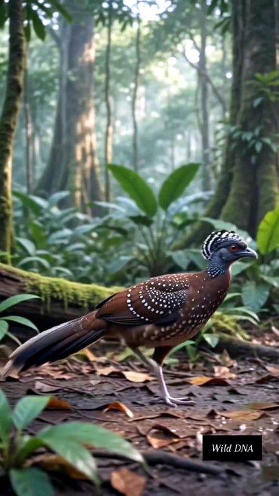 A stunning crested jungle bird displaying its beautiful patterned feathers and vibrant colors