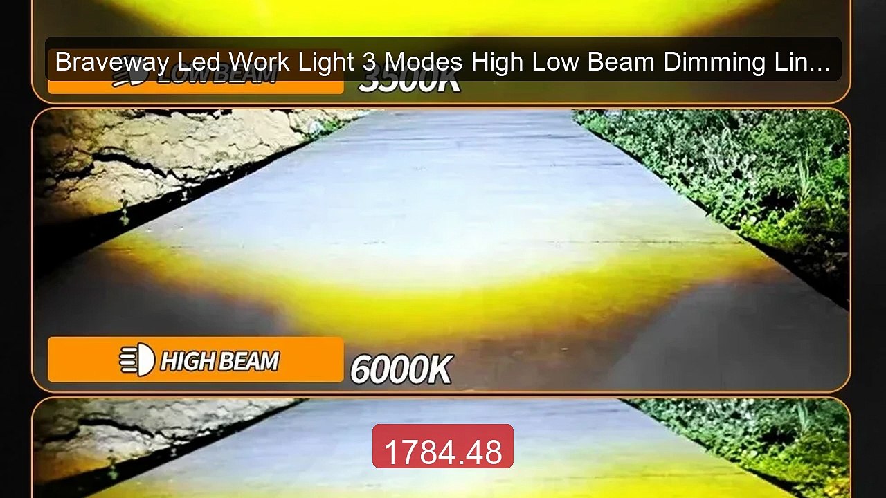 Braveway Led Work Light 3 Modes High Low Beam Dimming Line ... -- Top Pick 2026 | Unbeatable Price!