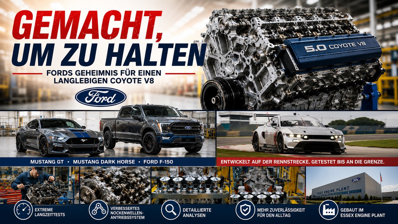Ford Mustang GT, Mustang Dark Horse & Ford F-150: Coyote V8 im Härtetest