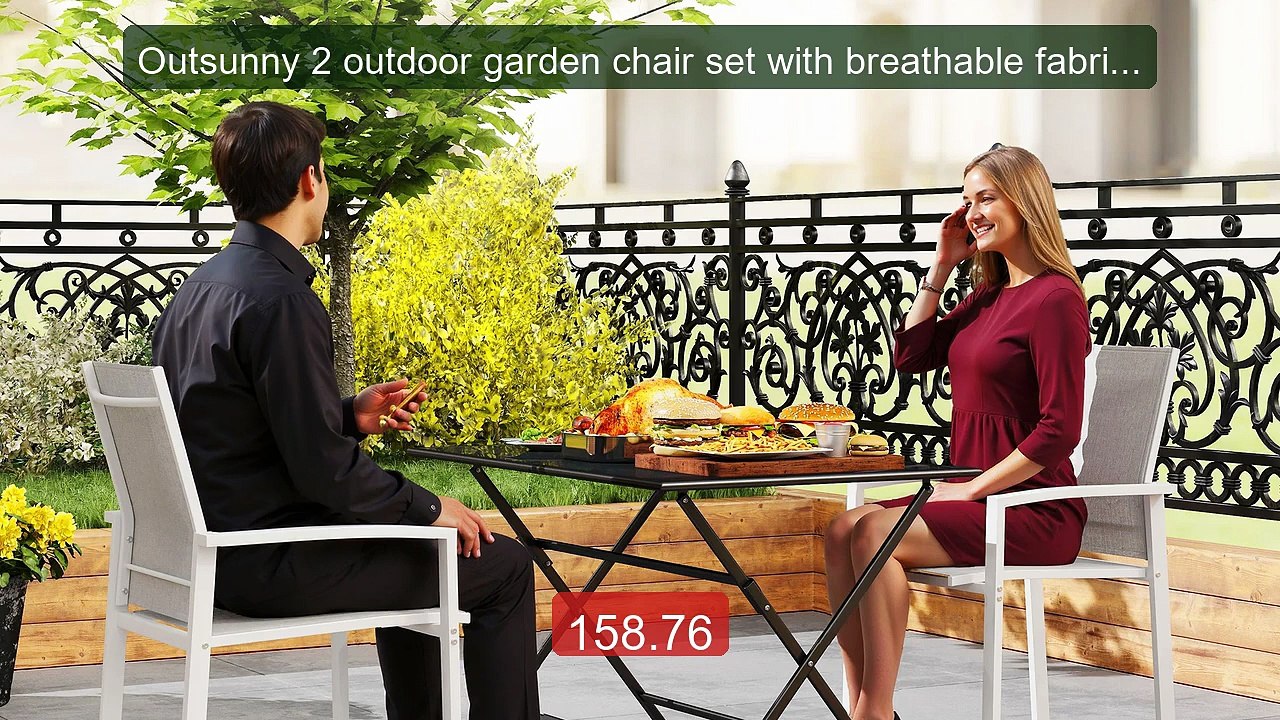 Outsunny 2 outdoor garden chair set with breath...