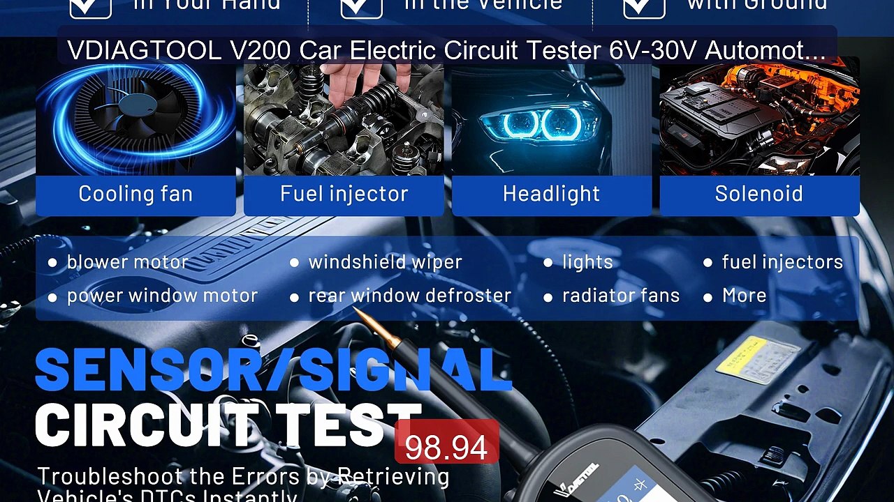 VDIAGTOOL V200 Car Electric Circuit Tester 6V-30V Automotiv... -- Top Pick 2026 | Unbeatable Price!