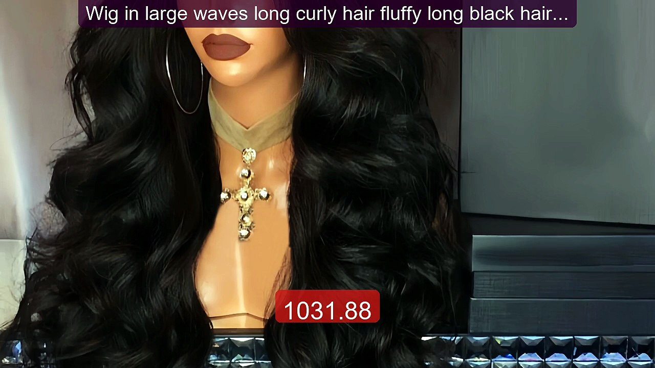 Wig in large waves long curly hair fluffy long...