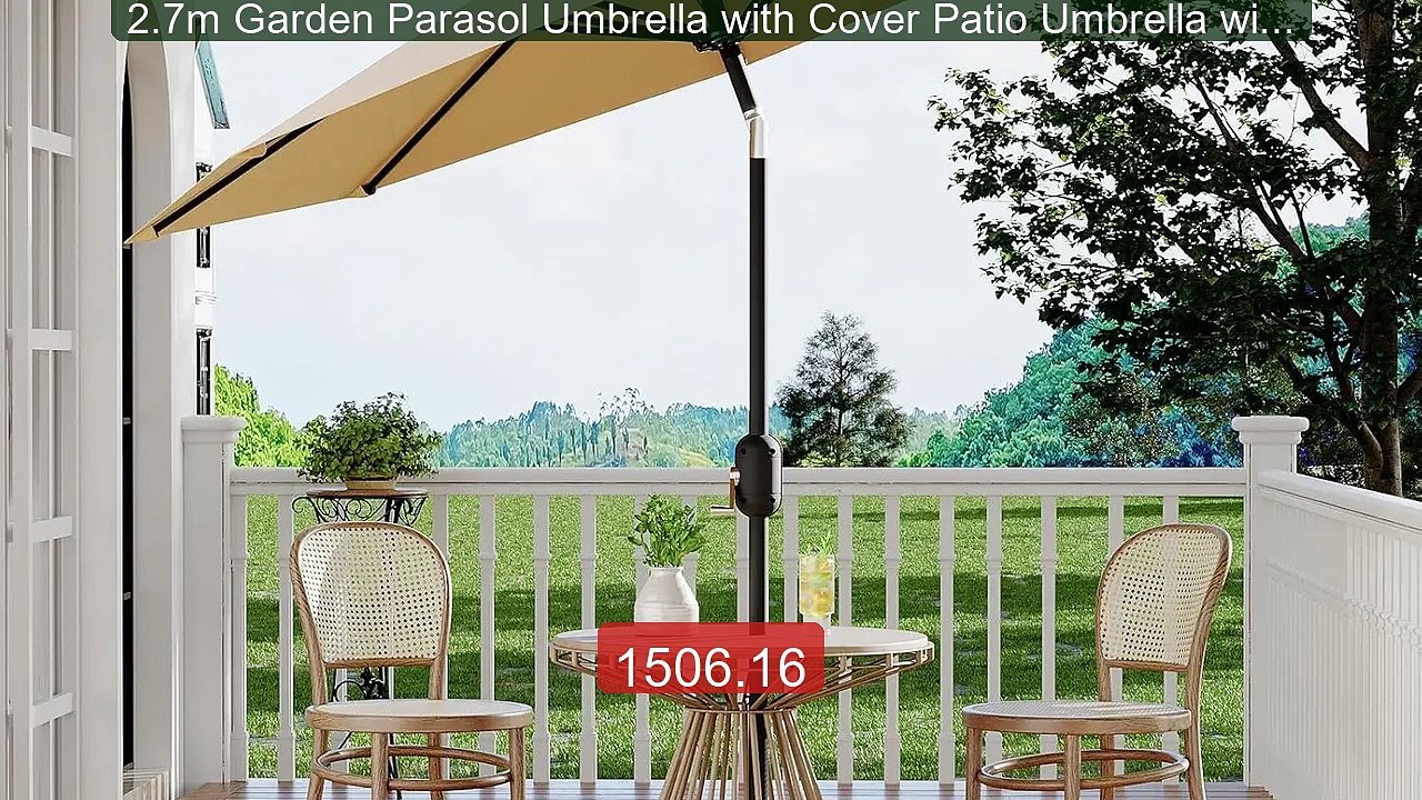 2.7m Garden Parasol Umbrella with Cover Patio Umbrella with... -- Top Pick 2026 | Unbeatable Price!