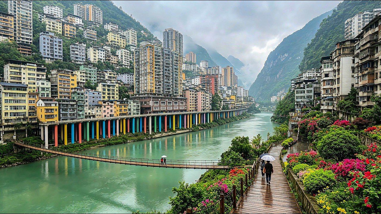 The Narrowest City On Earth: Only One Road In The Whole City! 4K