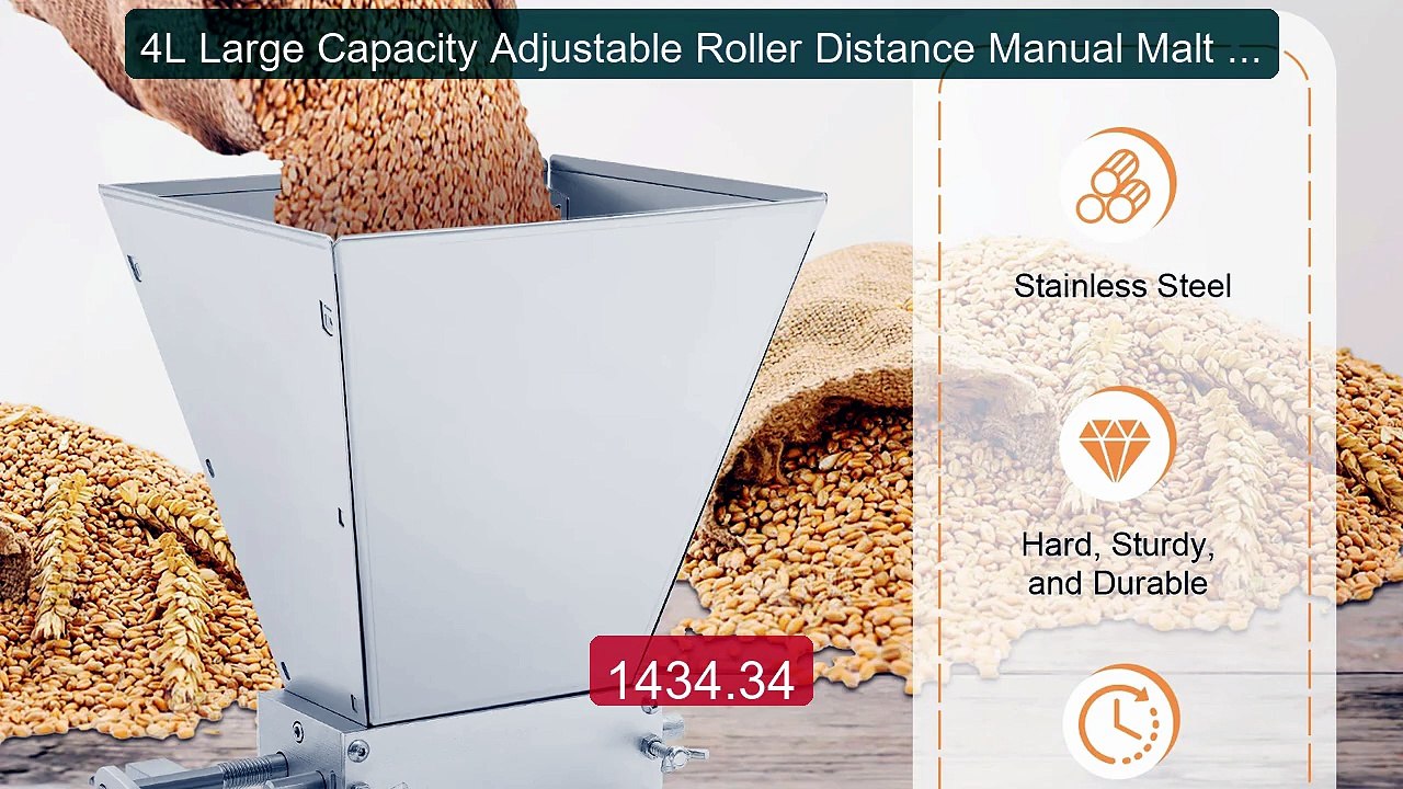 4L Large Capacity Adjustable Roller Distance Manual Malt Mill ... -- Best Buy 2026 | Great Quality!