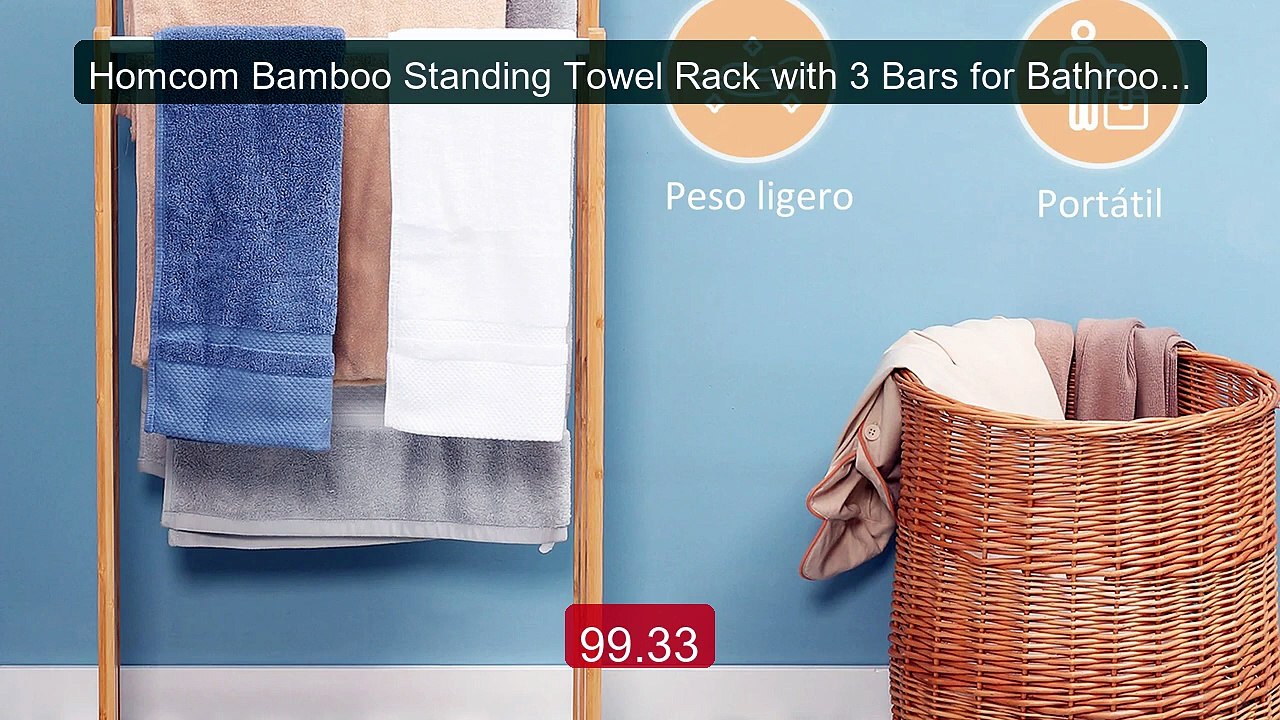 Homcom Bamboo Standing Towel Rack with 3 Bars for Bathroom Lau... -- Hot Deal 2026 | Limited Offer!