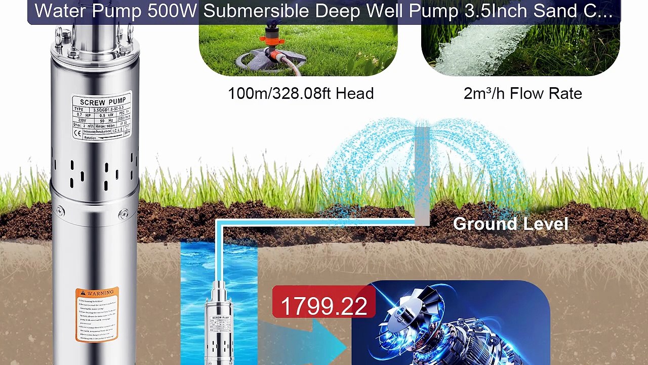 Water Pump 500W Submersible Deep Well Pump 3.5Inch Sand Compa... -- Amazing Value 2026 | Must Have!