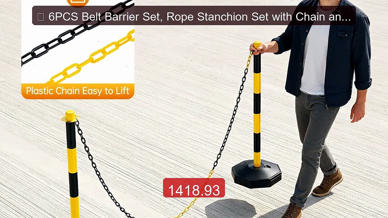  6PCS Belt Barrier Set, Rope Stanchion Set with Chain and Hoo... -- Best Buy 2026 | Great Quality!
