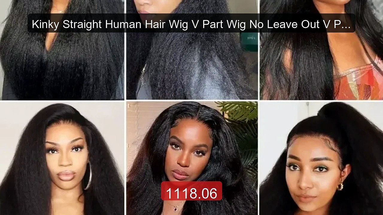 Kinky Straight Human Hair Wig V Part Wig No Leave Out V Part ... -- Amazing Value 2026 | Must Have!