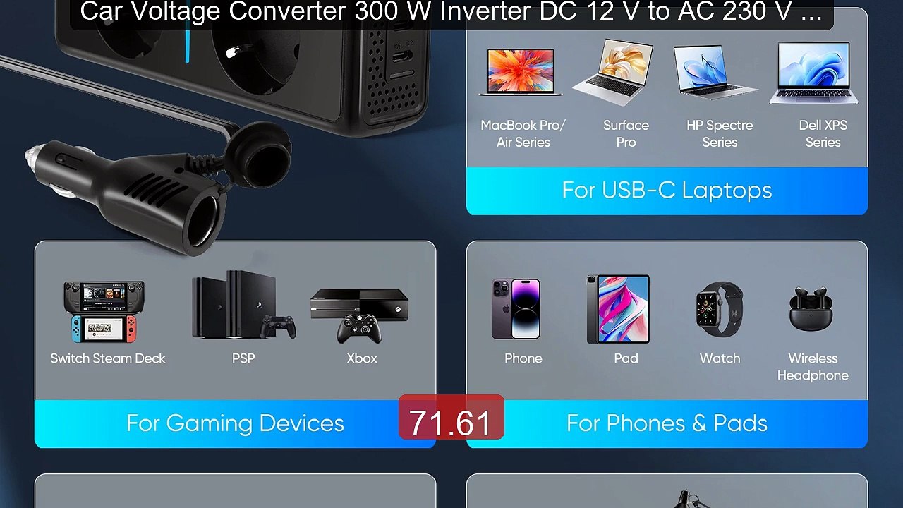 Car Voltage Converter 300 W Inverter DC 12 V to...