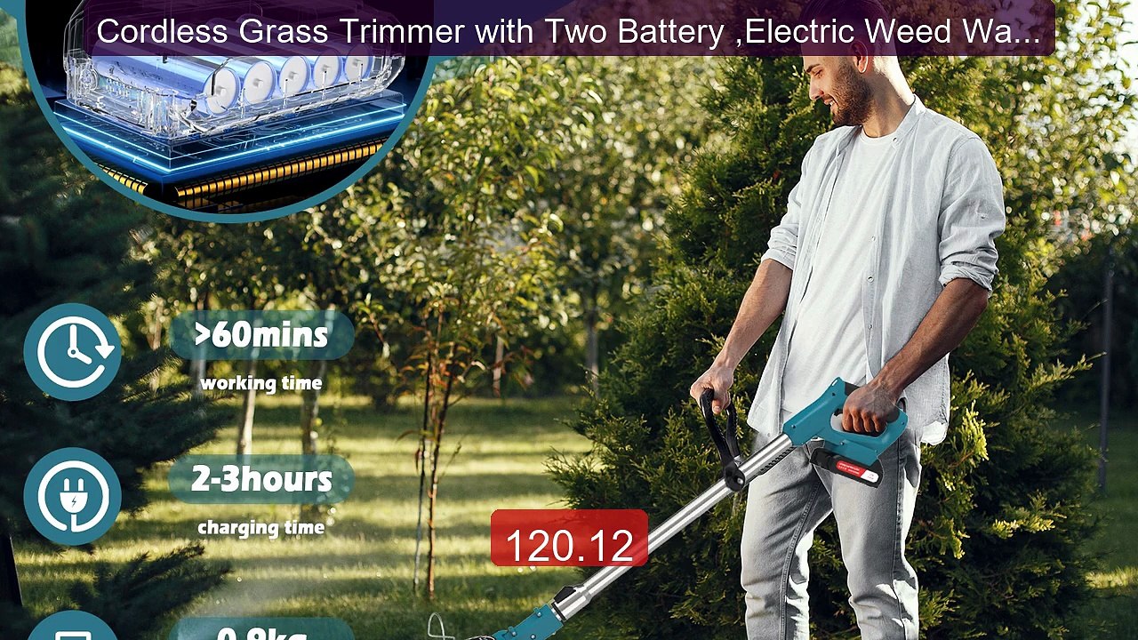 Cordless Grass Trimmer with Two Battery ,Electric Weed Wacker, 2 In... -- Top Rated 2026 | Buy Now!