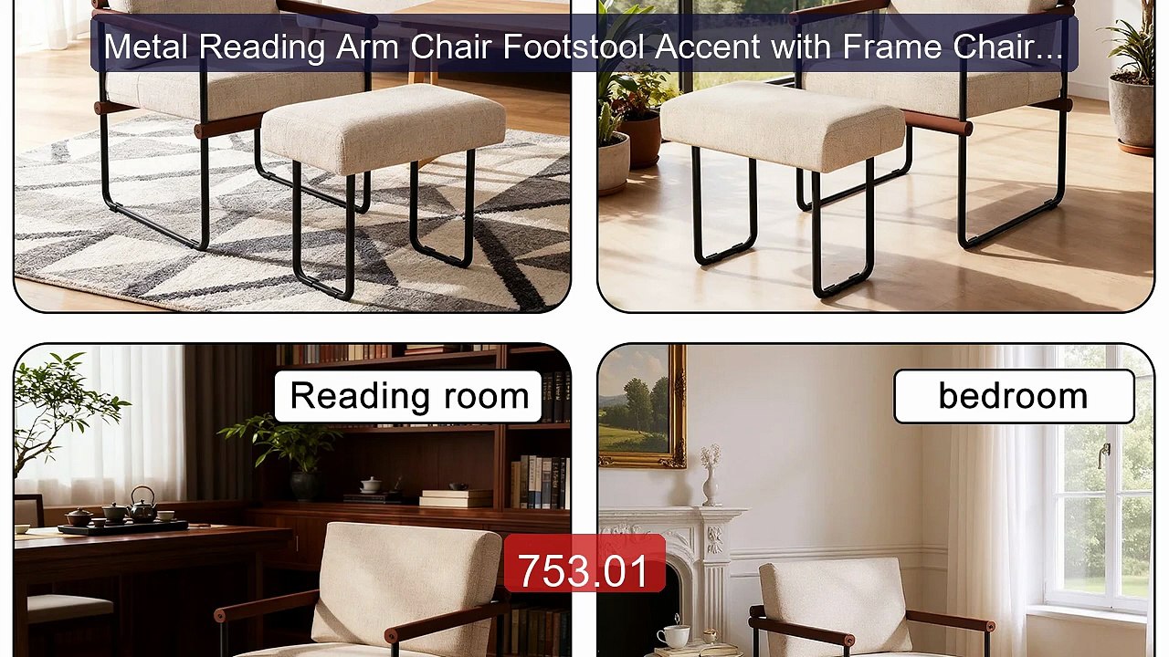 Metal Reading Arm Chair Footstool Accent with Frame Chair S... -- Top Pick 2026 | Unbeatable Price!