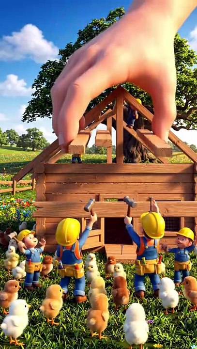 Tiny Builders Couldn't Finish the Chicken House... Until a Giant Hand Helped! 🐔🖐️