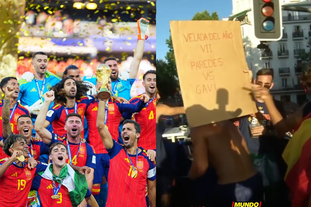 Aficionados de España trolean a Argentina con una pancarta sobre Gavi tras la pelea de la final