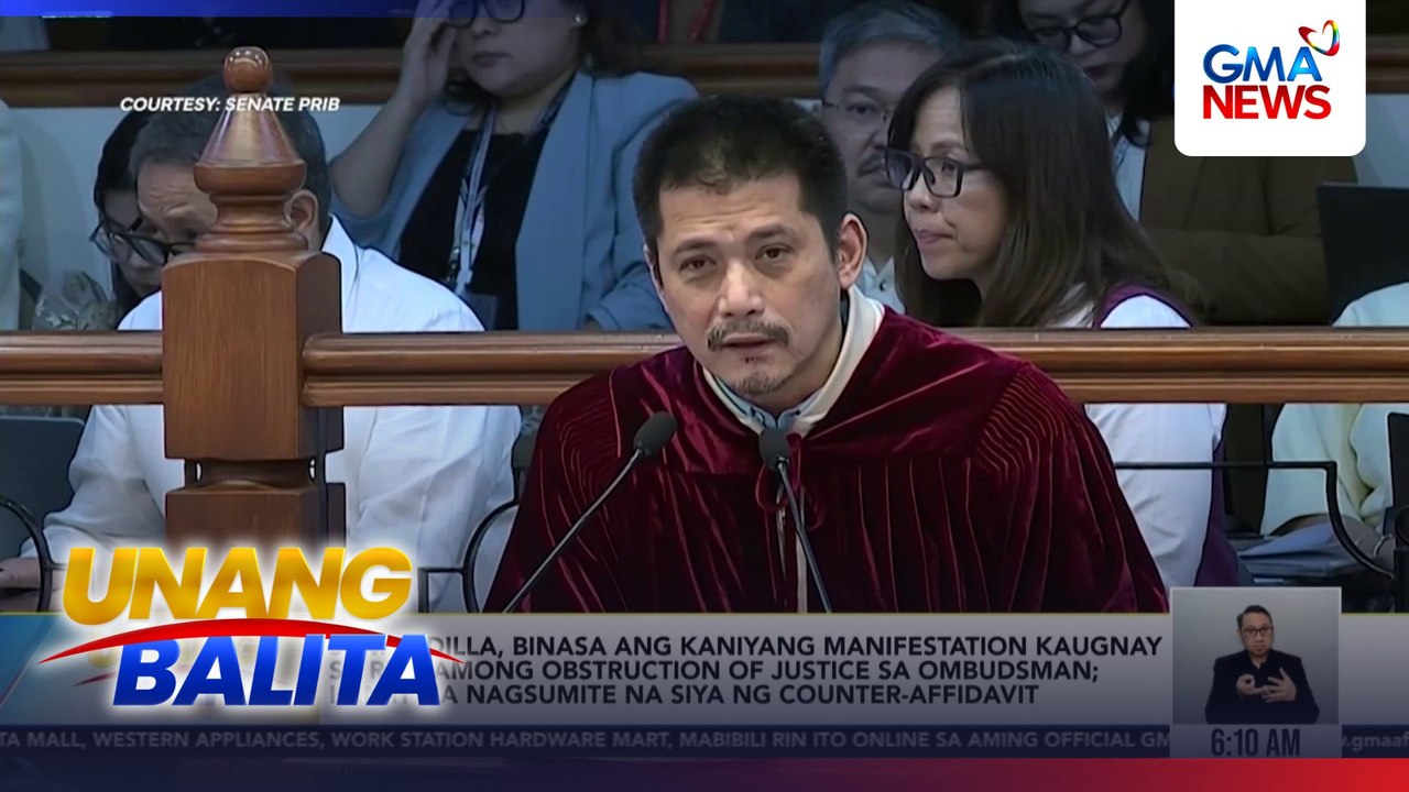 Sen. Padilla, binasa ang kaniyang manifestation kaugnay sa reklamong obstruction of justice sa Ombudsman; iginiit na nagsumite na siya ng counter-affidavit | Unang Balita
