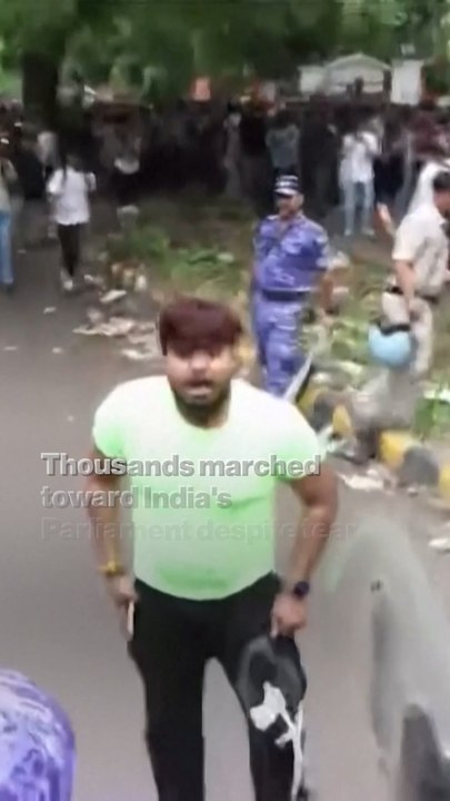Indian Police Clash With Protesters During Parliament March