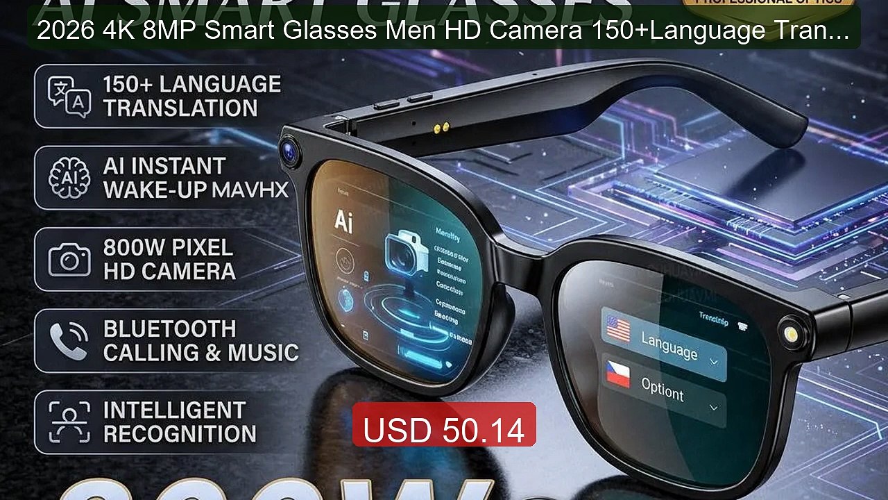 2026 4K 8MP Smart Glasses Men HD Camera 150+Language Transl... -- Top Pick 2026 | Unbeatable Price!