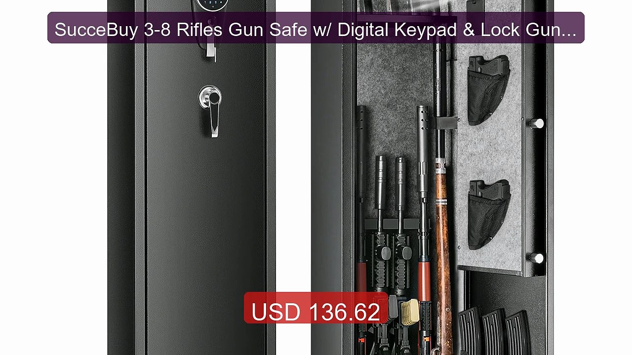 SucceBuy 3-8 Rifles Gun Safe w/ Digital Keypad & Lock Gun Storage C... -- Top Rated 2026 | Buy Now!