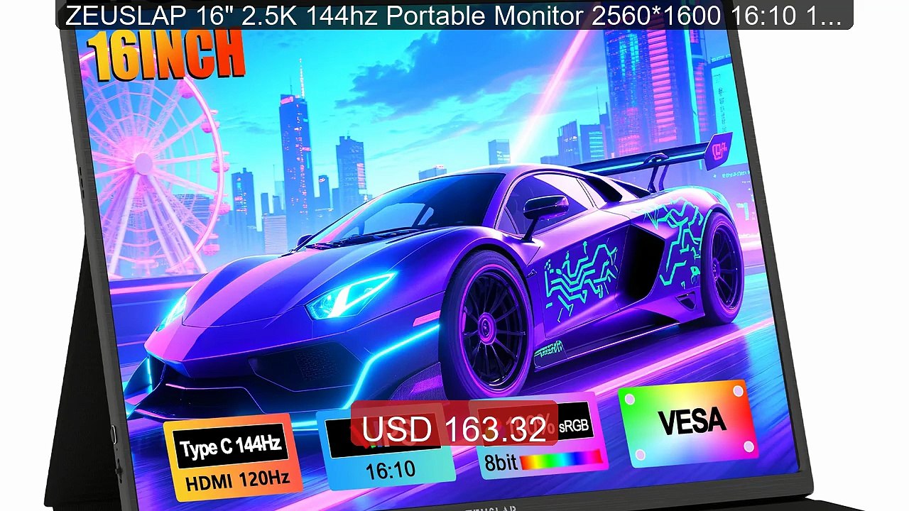 ZEUSLAP 16" 2.5K 144hz Portable Monitor 2560*1600 16:10 100%sRGB 50... -- Top Rated 2026 | Buy Now!