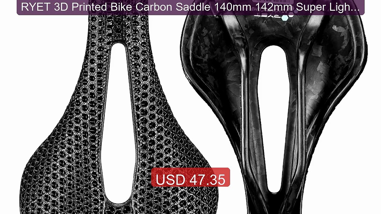 RYET 3D Printed Bike Carbon Saddle 140mm 142mm Super Light Road MTB... -- Top Rated 2026 | Buy Now!