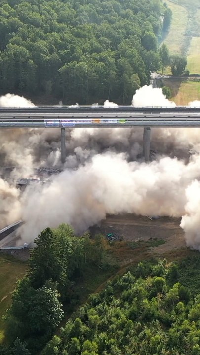 Historic German bridge reduced to rubble in controlled blast