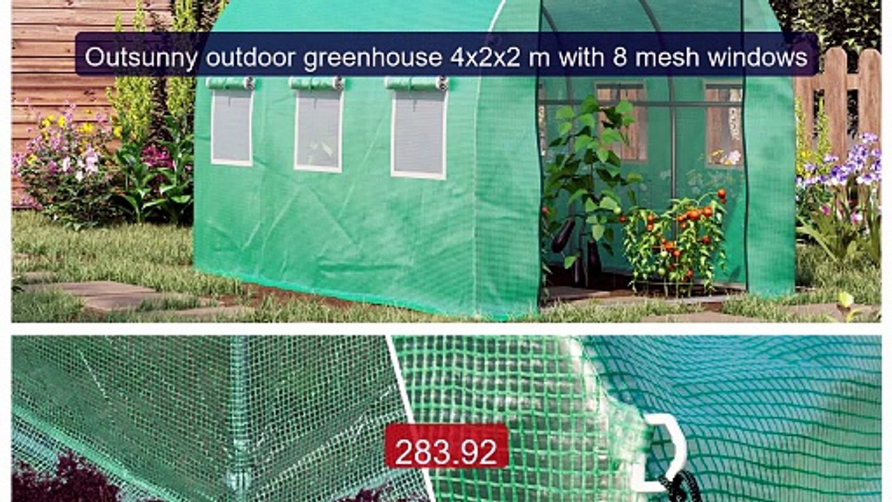 Outsunny outdoor greenhouse 4x2x2 m with 8 mesh windows -- Best Buy 2026 | Great Quality!