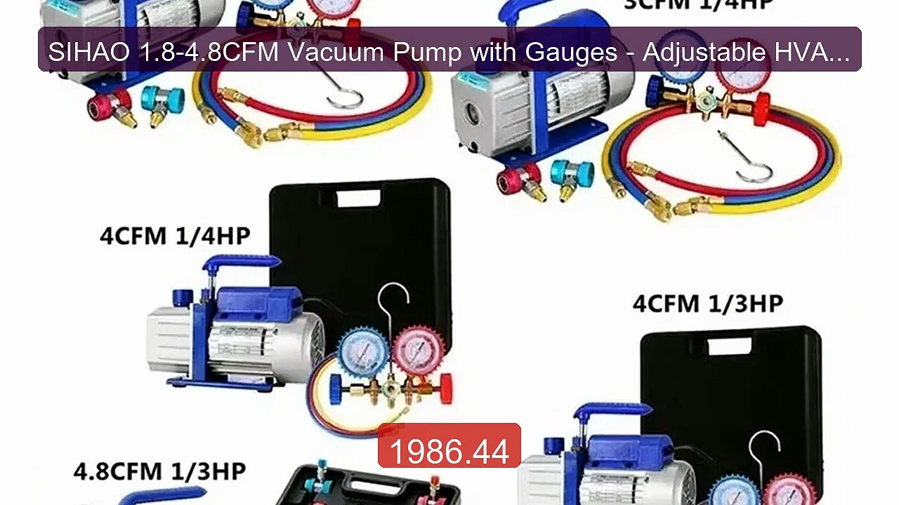 SIHAO 1.8-4.8CFM Vacuum Pump with Gauges - Adjustable HVAC Re... -- Amazing Value 2026 | Must Have!