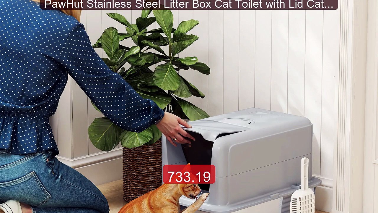 PawHut Stainless Steel Litter Box Cat Toilet with Lid Cat Litt... -- Best Buy 2026 | Great Quality!