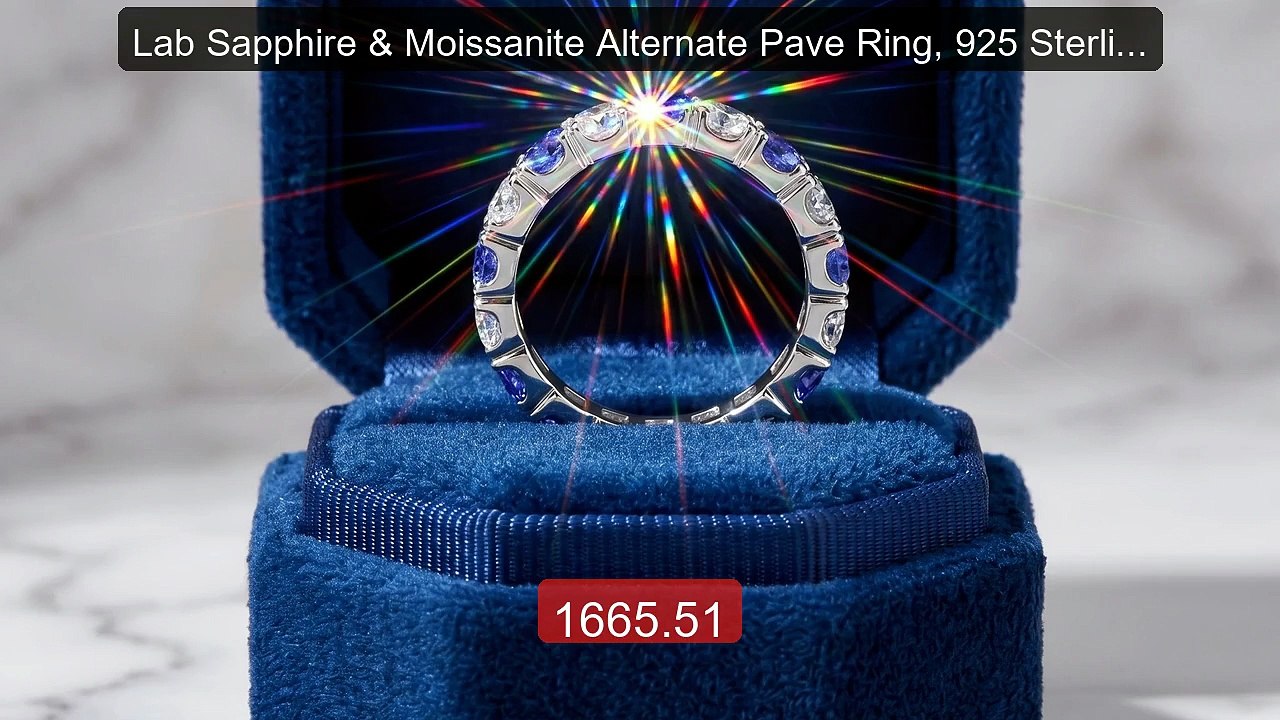 Lab Sapphire & Moissanite Alternate Pave Ring, 925 Sterling S... -- Amazing Value 2026 | Must Have!