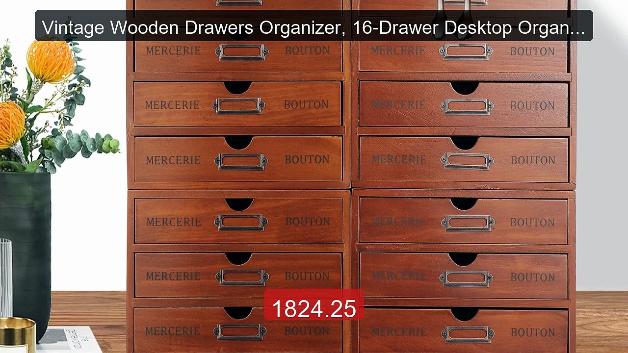 Vintage Wooden Drawers Organizer, 16-Drawer Desktop Organizer ... -- Hot Deal 2026 | Limited Offer!