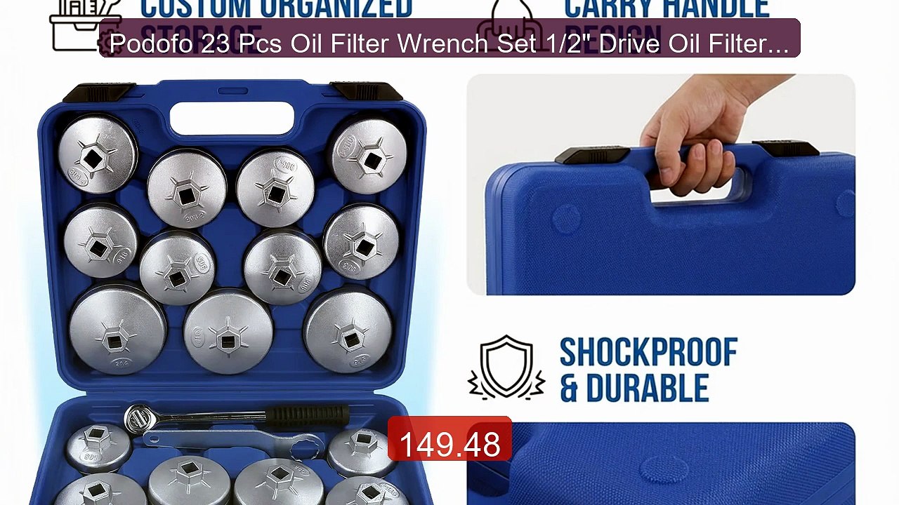 Podofo 23 Pcs Oil Filter Wrench Set 1/2" Drive Oil Filter Remo... -- Hot Deal 2026 | Limited Offer!