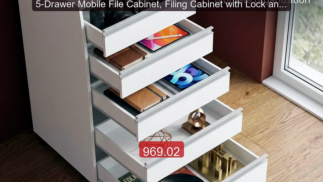 5-Drawer Mobile File Cabinet, Filing Cabinet with Lock and Whe... -- Best Buy 2026 | Great Quality!