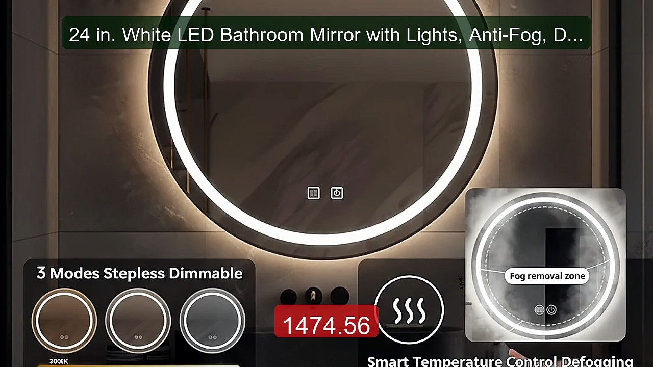 24 in. White LED Bathroom Mirror with Lights, Anti-Fog, Dimmable, B... -- Top Rated 2026 | Buy Now!