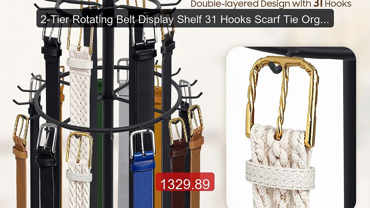 2-Tier Rotating Belt Display Shelf 31 Hooks Scarf Tie Organ... -- Top Pick 2026 | Unbeatable Price!
