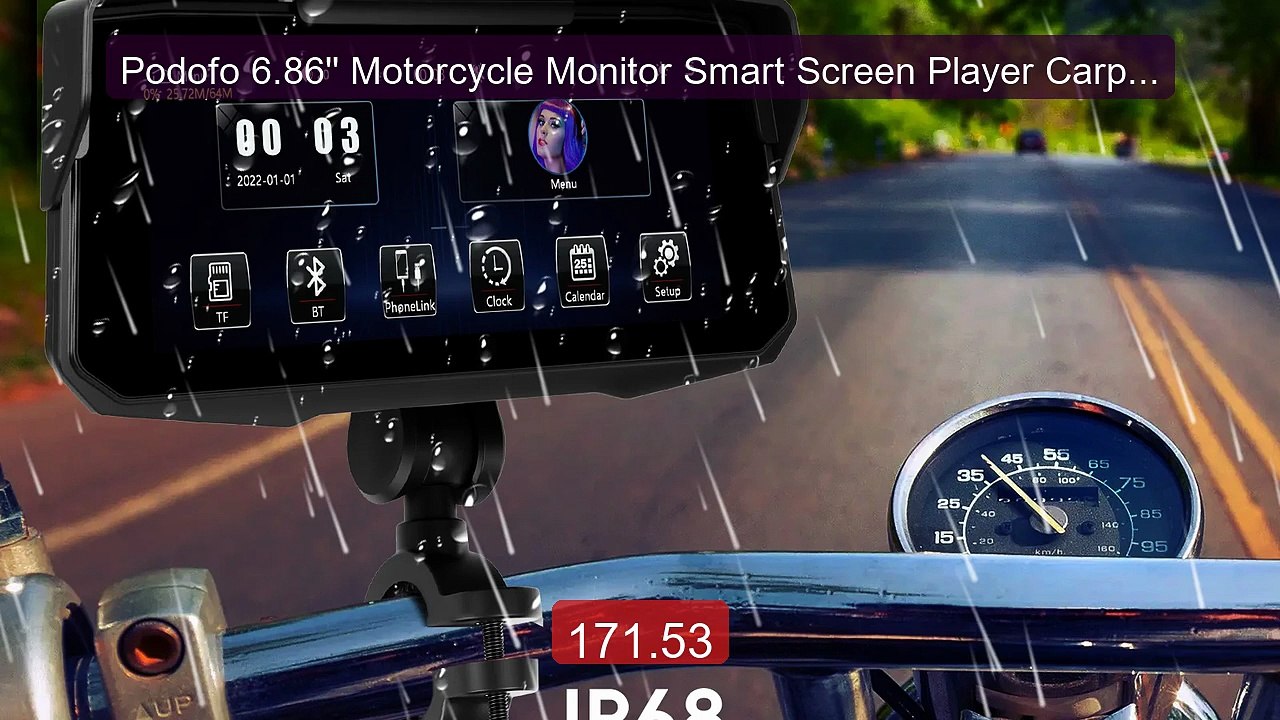 Podofo 6.86'' Motorcycle Monitor Smart Screen Player Carpla... -- Top Pick 2026 | Unbeatable Price!