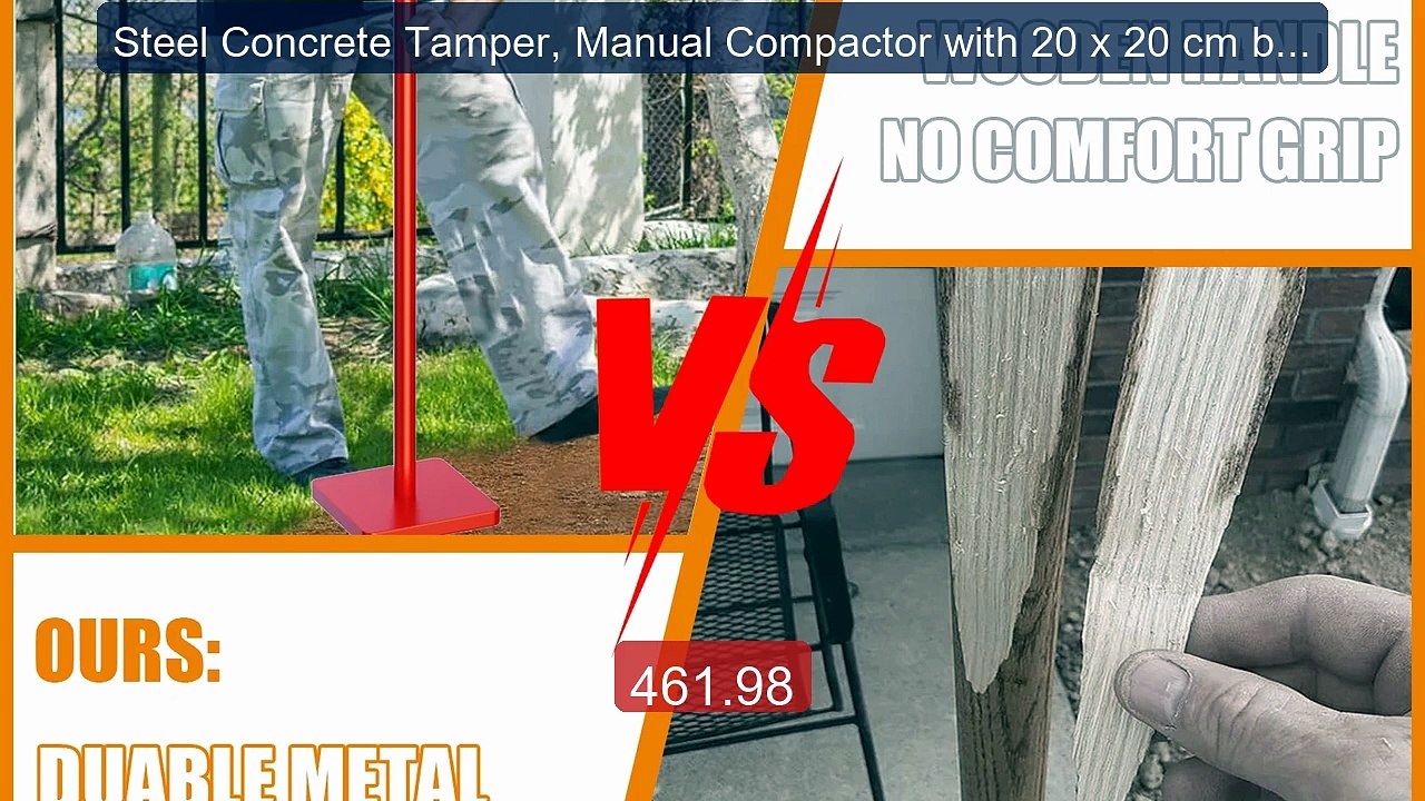 Steel Concrete Tamper, Manual Compactor with 20 x 20 cm base ... -- Amazing Value 2026 | Must Have!
