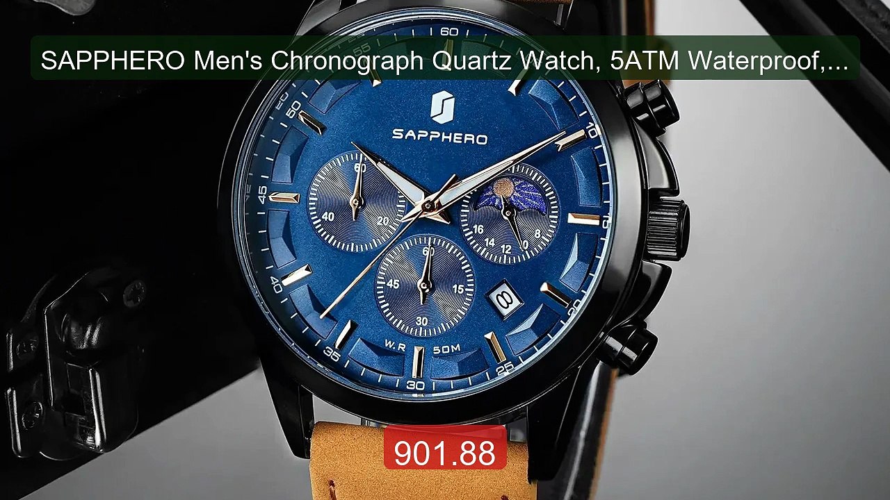 SAPPHERO Men's Chronograph Quartz Watch, 5ATM Waterproof, Hard... -- Hot Deal 2026 | Limited Offer!